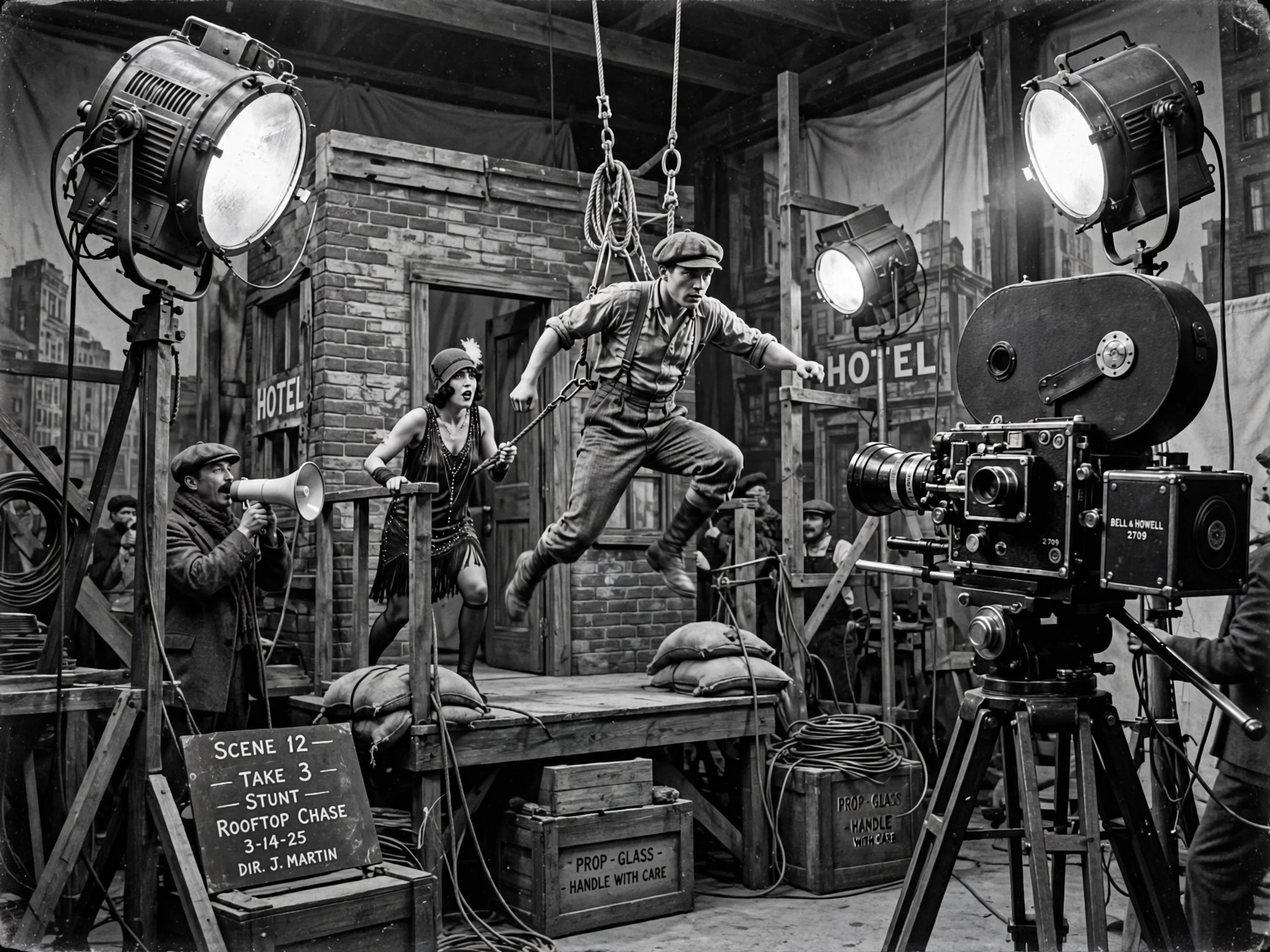 Movie Nurture: 1920 के दशक का मूक सिनेमा फिल्म सेट, पुराना कैमरा और खतरनाक स्टंट शूट